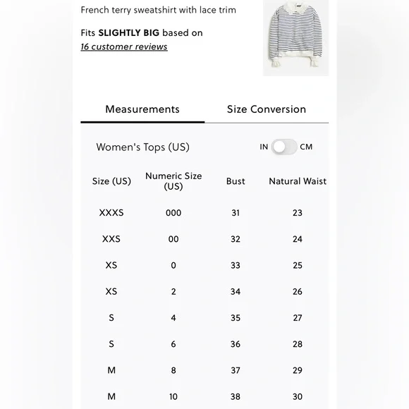 J. CREW French terry sweatshirt with lace trim Size M NWOT $118 BT719 - Picture 6 of 12